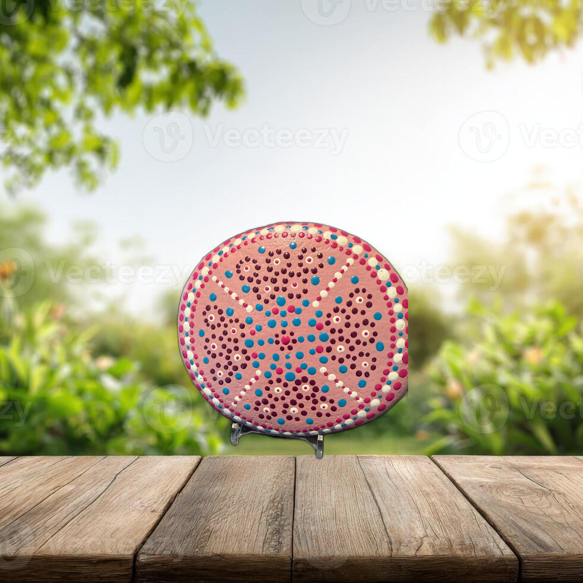 Rosentraum Buntpunkte – handbemalter Mandala-Stein, Blumen- und Gartendeko als Geschenkidee