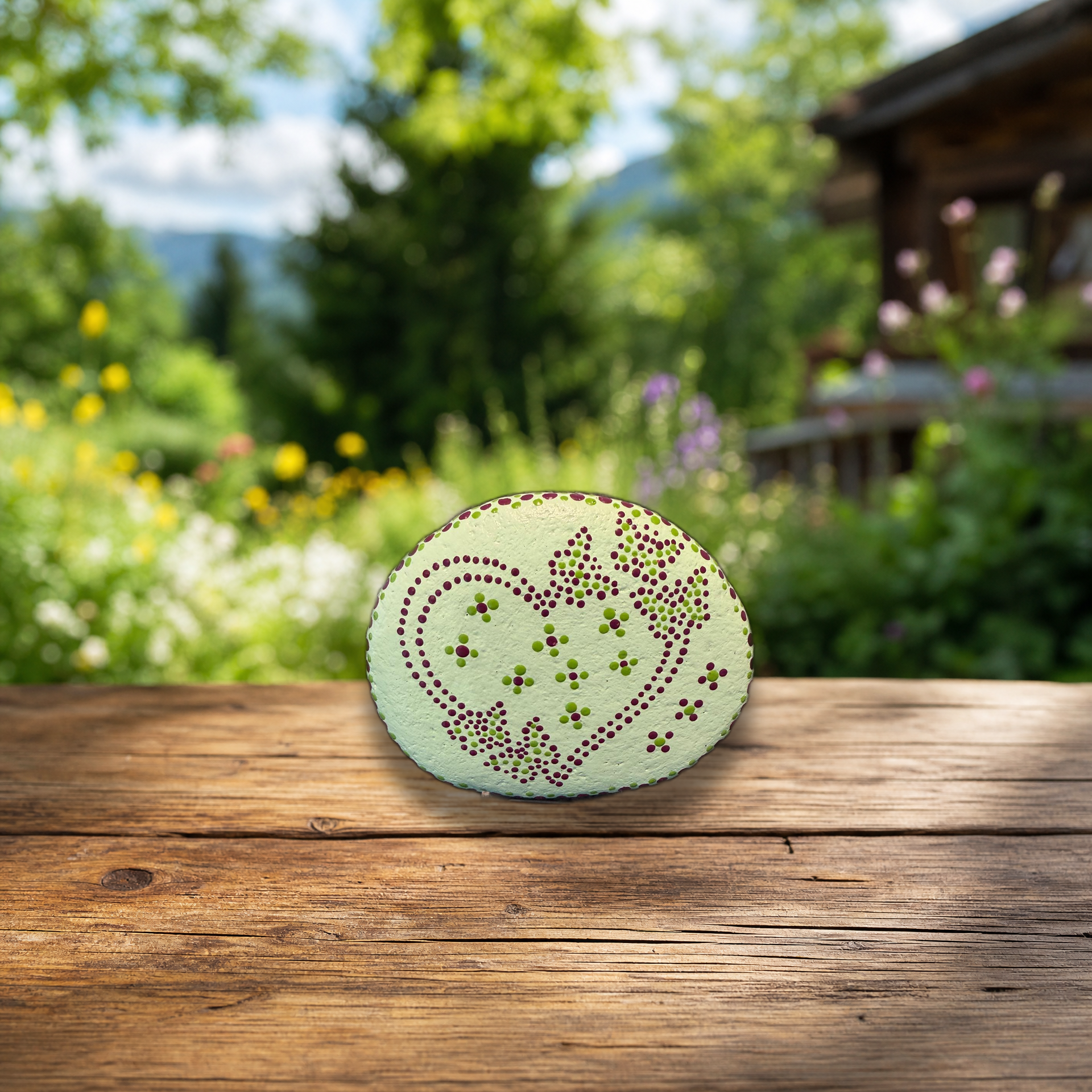 Herzensglanz Himmelblau – handbemalter Mandala-Stein, Herz-Deko als Geschenkidee