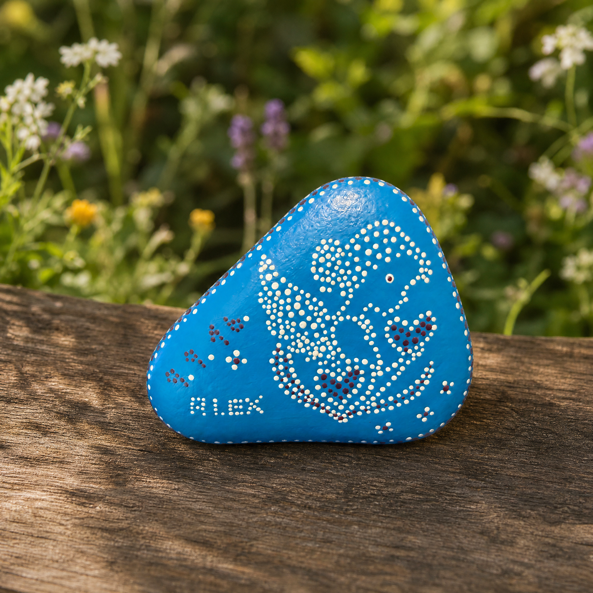 Punktvogel Herzensflug – handbemalter Mandala-Stein, Herz-Deko als Geschenkidee
