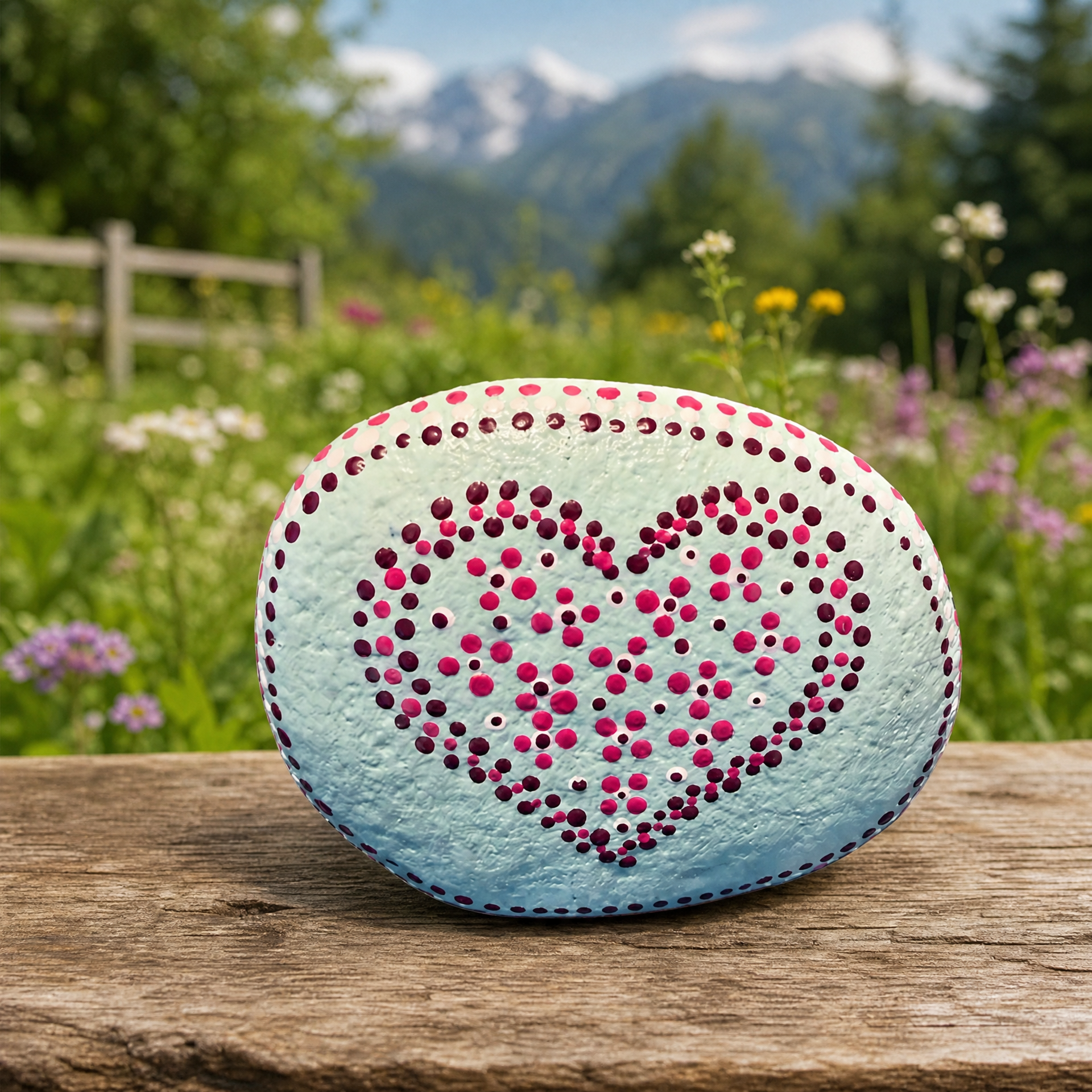 Meeresherz Funkenflug – handbemalter Mandala-Stein, Herz-Deko als Geschenkidee
