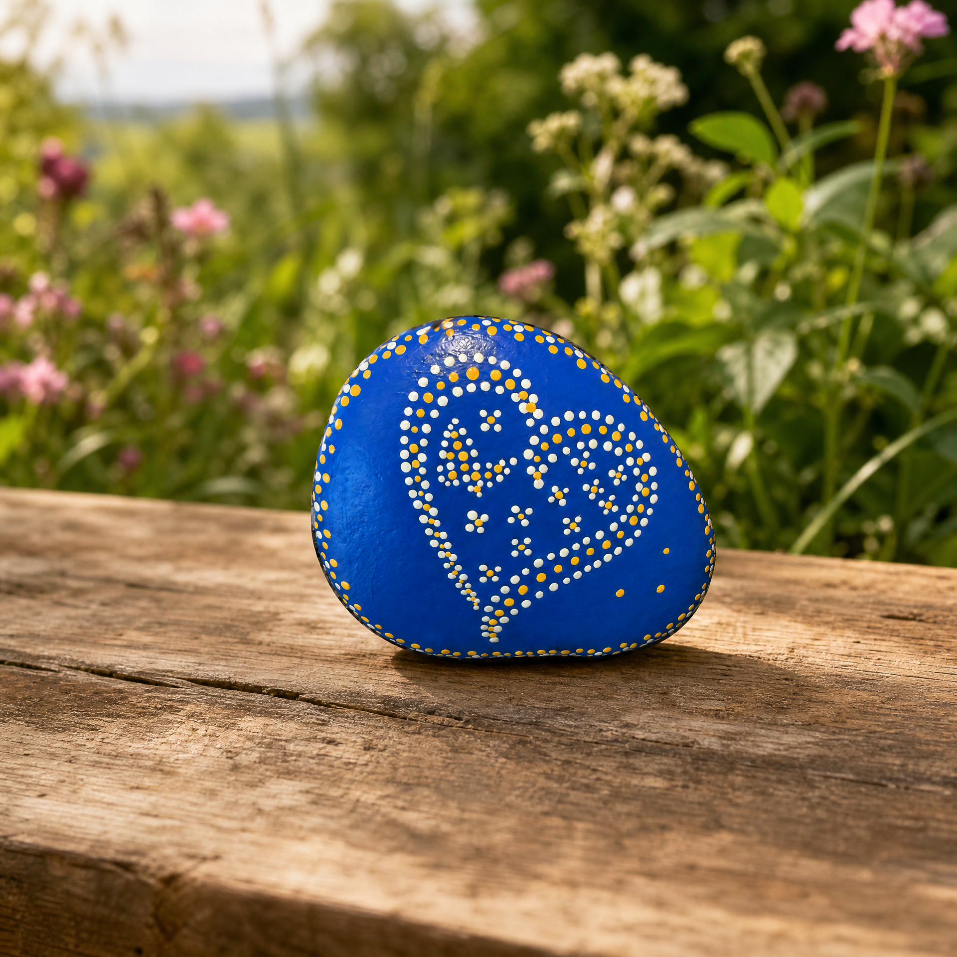 Mitternachtsgold – handbemalter Mandala-Stein, Deko-Unikat als Geschenkidee