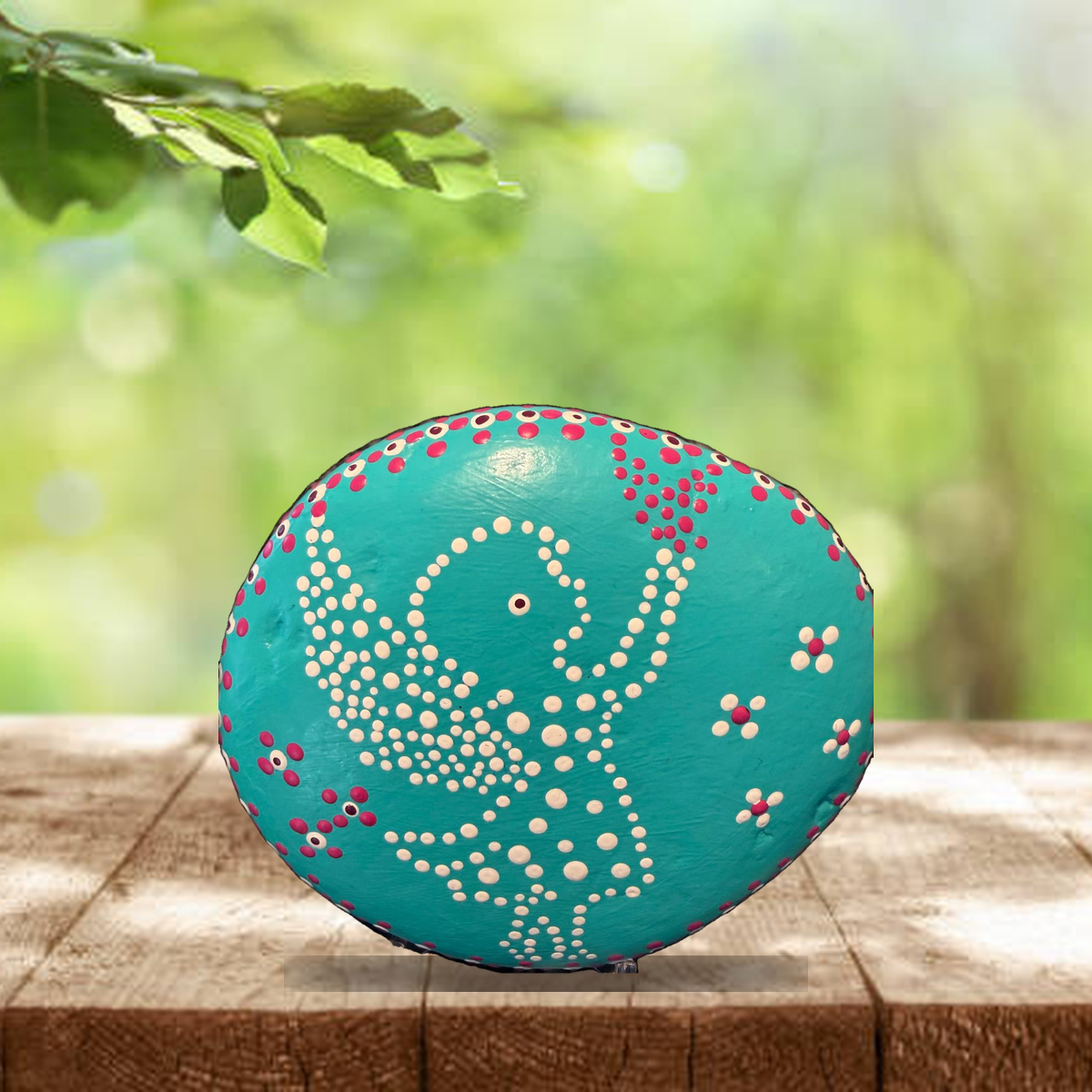 Tanzender Punktwal – handbemalter Mandala-Stein, maritime Deko als Geschenkidee