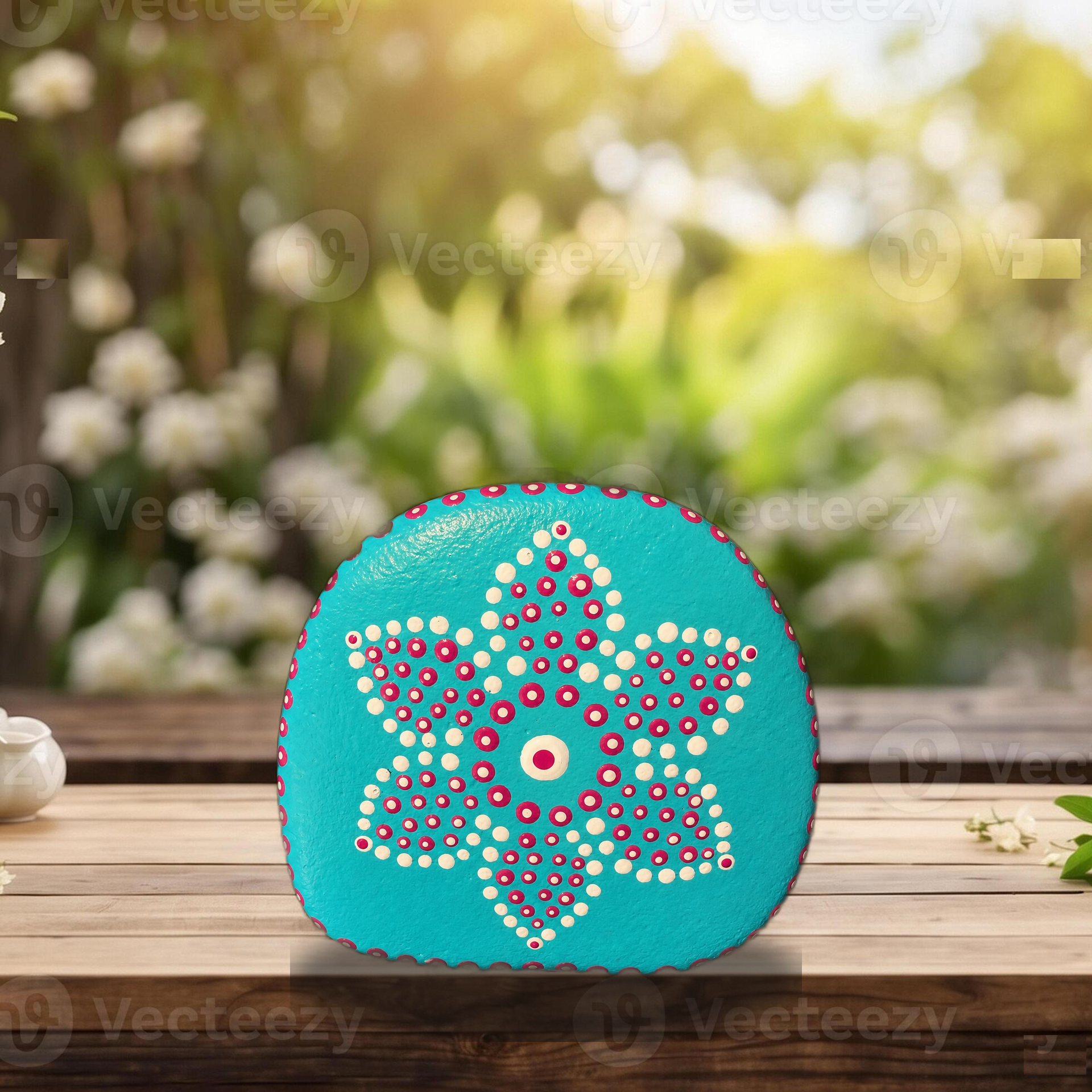 Tanzende Punktblüte – handbemalter Mandala-Stein, Blumen- und Gartendeko als Geschenkidee