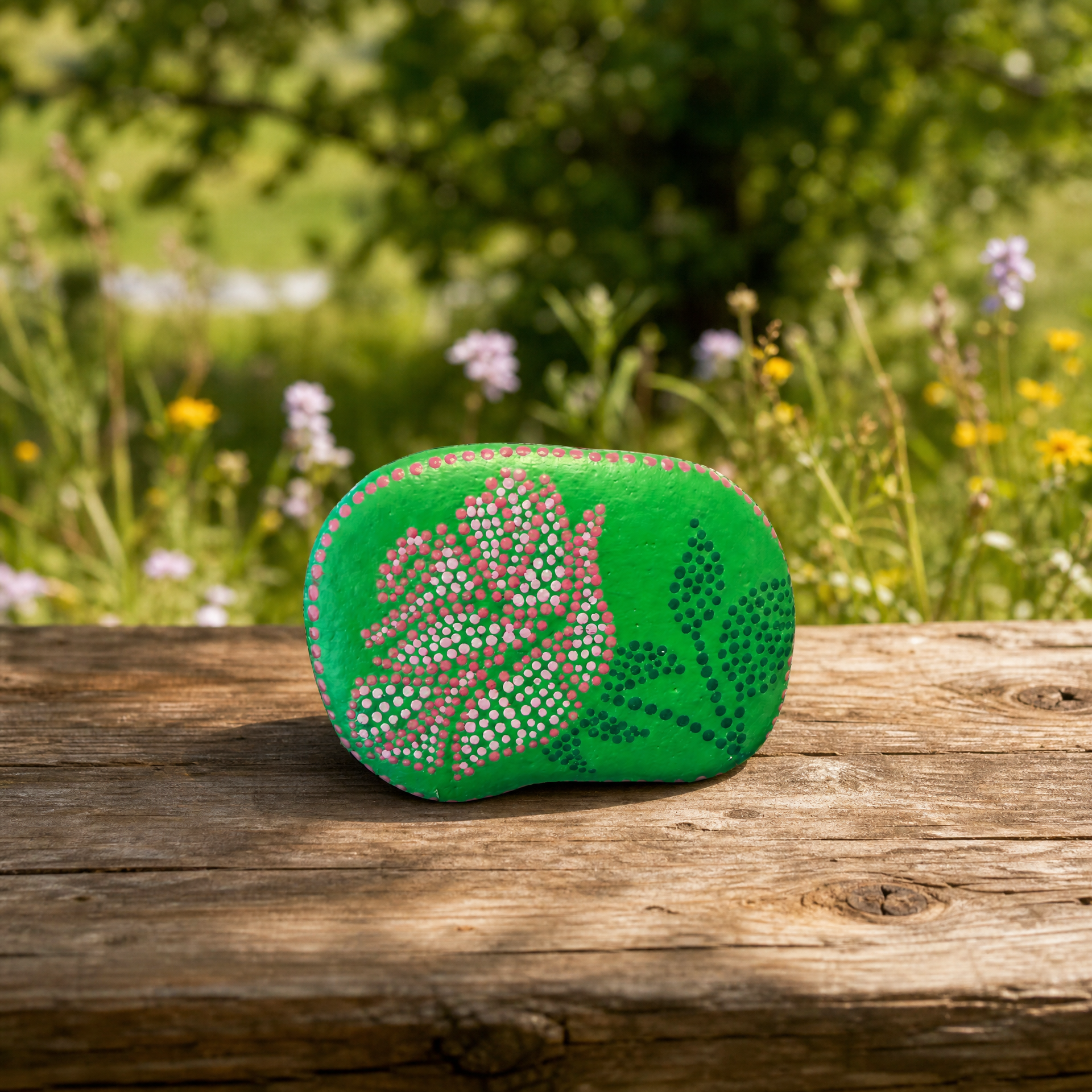Herzblüte Morgentanz – handbemalter Mandala-Stein, Herz-Deko als Geschenkidee