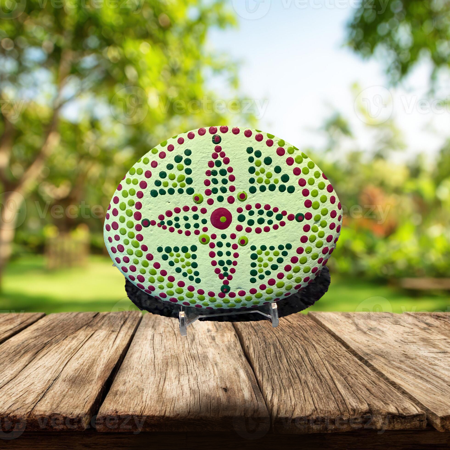 Mandalablüte Morgentau – handbemalter Mandala-Stein, Blumen- und Gartendeko als Geschenkidee