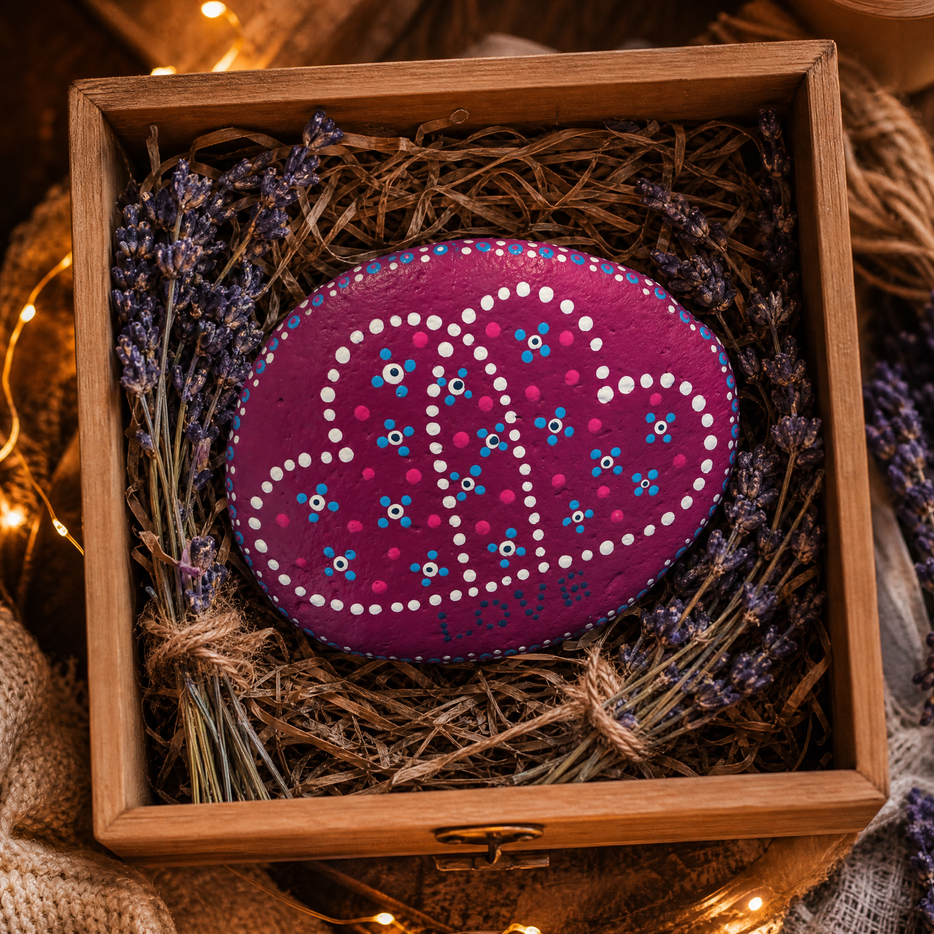 Love Herzenspunkte – handbemalter Mandala-Stein, Herz-Deko als Geschenkidee