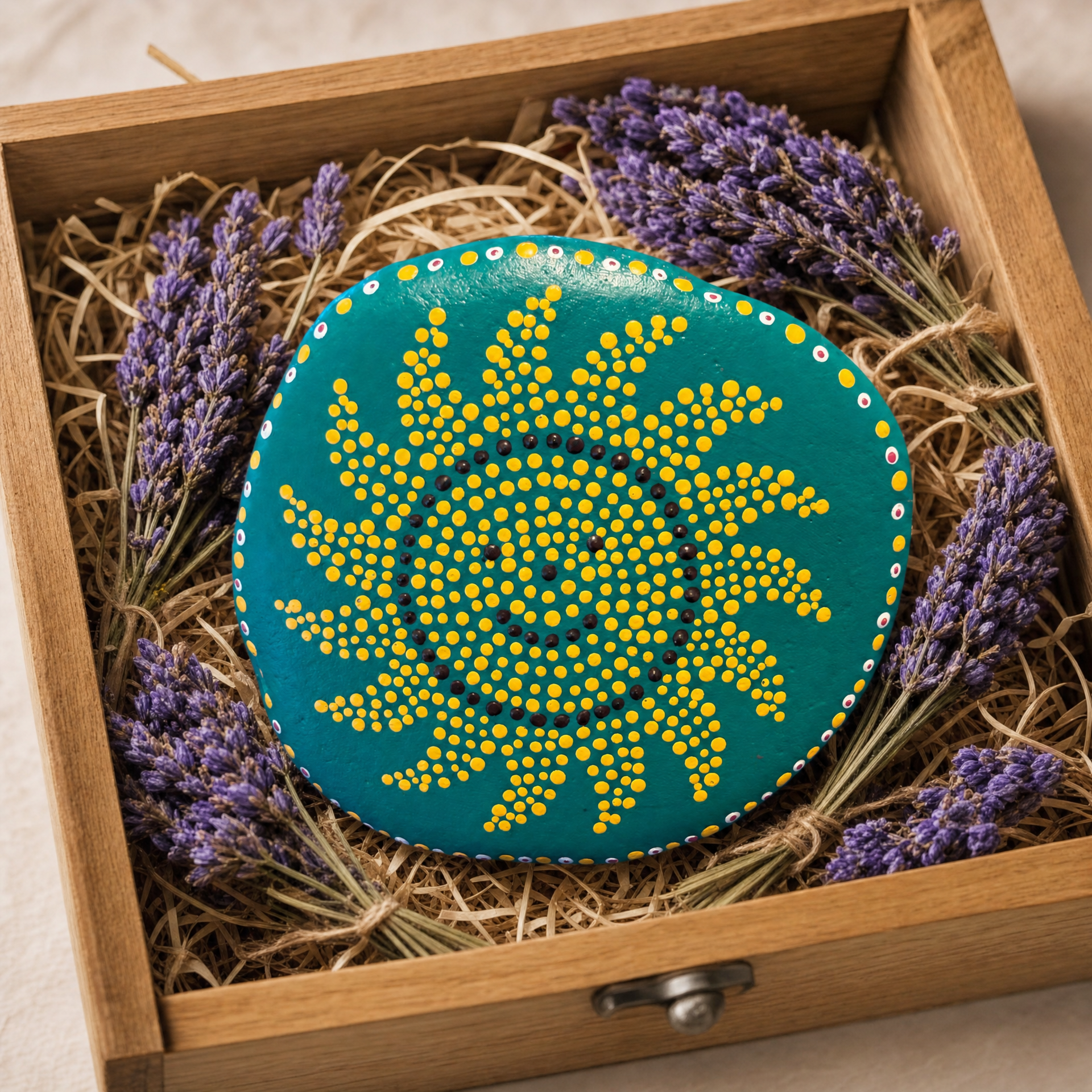 Himmlisches Blütenrauschen – handbemalter Mandala-Stein, Blumen- und Gartendeko als Geschenkidee