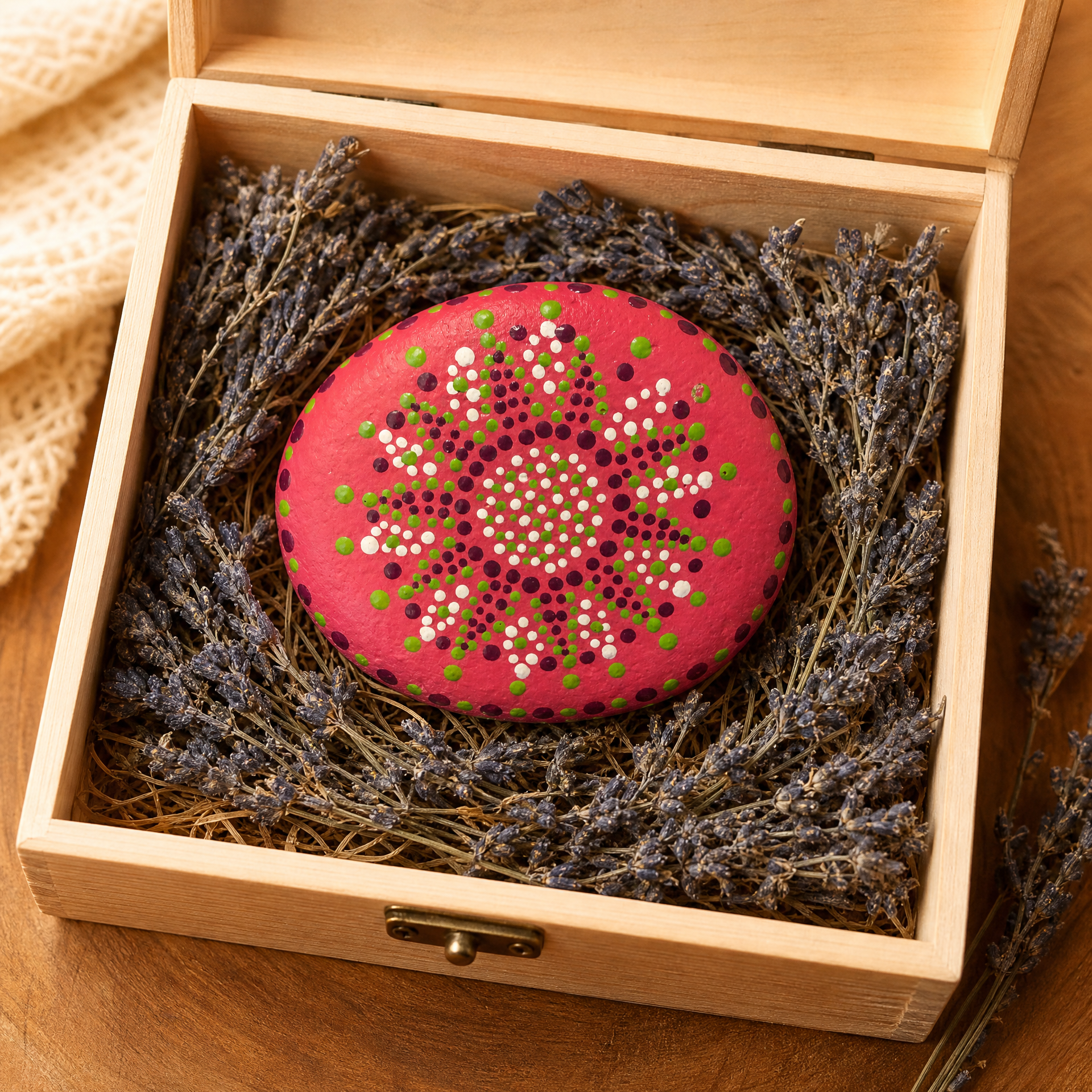 Sommerwiese Blütenglück – handbemalter Mandala-Stein, Blumen- und Gartendeko als Geschenkidee