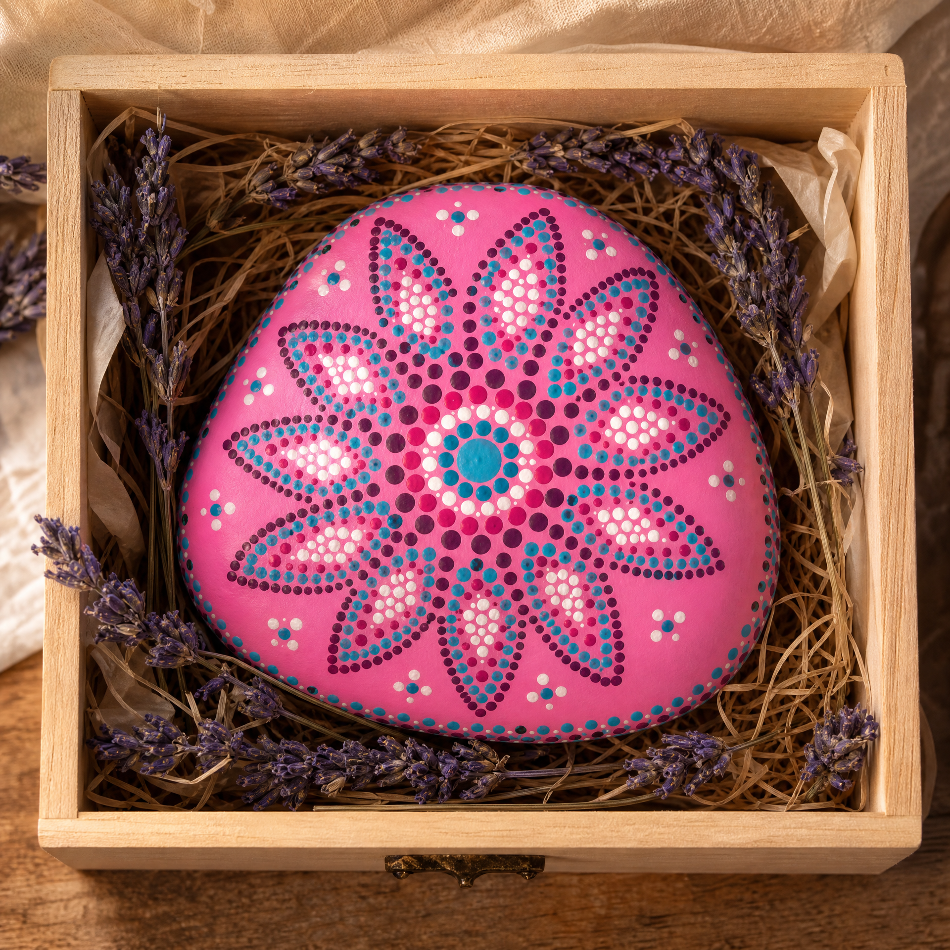 Herzklang Love – handbemalter Mandala-Stein, Herz-Deko als Geschenkidee