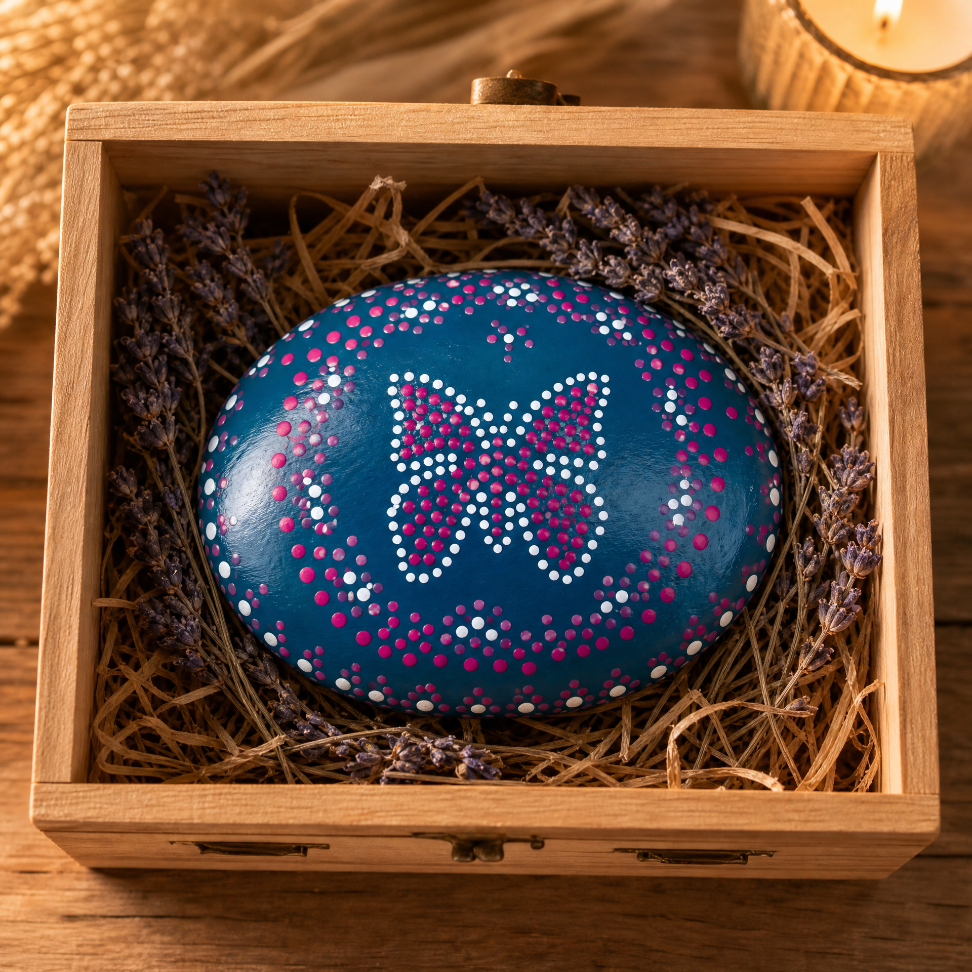Sternenmeer Schmetterling – handbemalter Mandala-Stein, Schmetterlings-Deko als Gartengeschenk