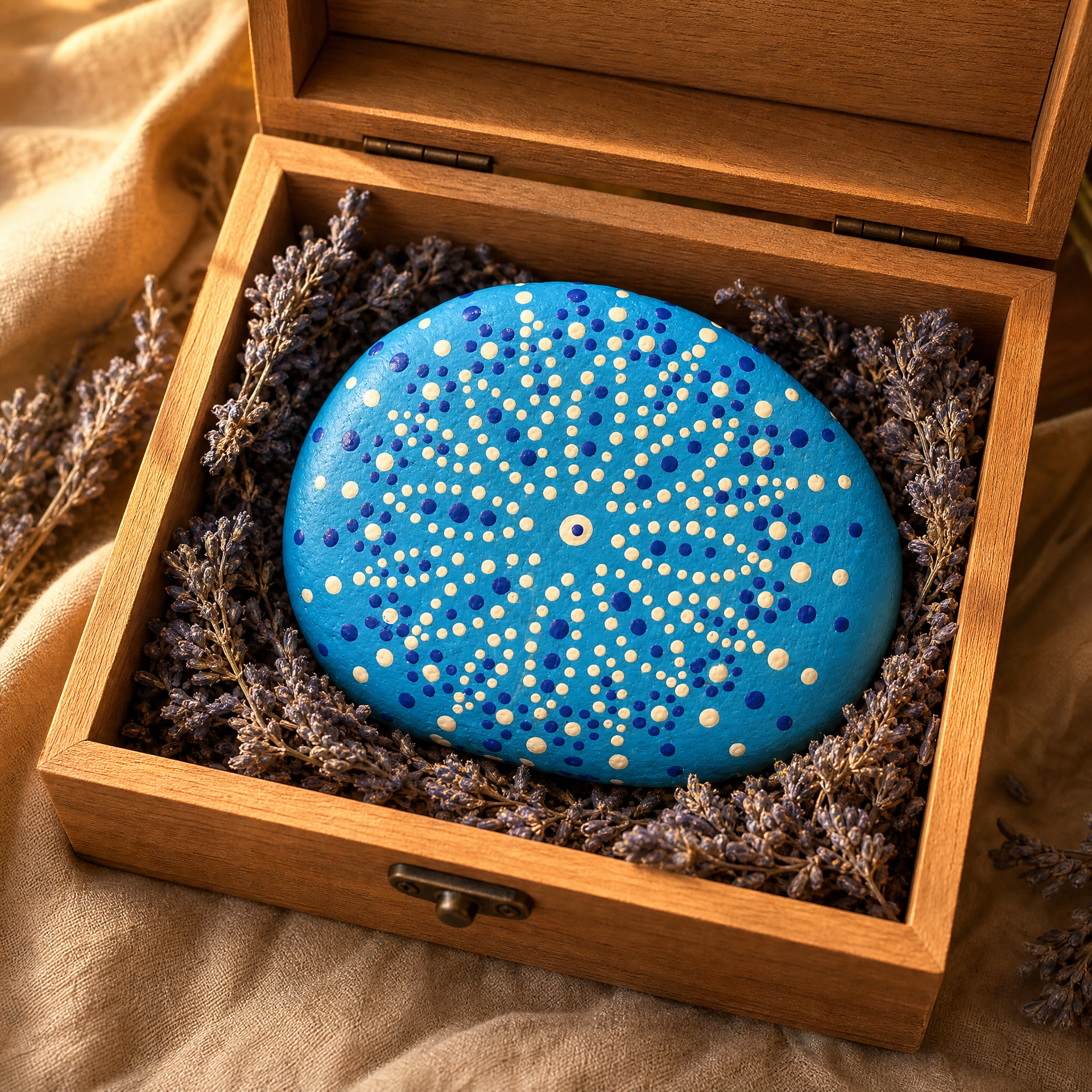 Perlentanz im Meer – handbemalter Mandala-Stein, maritime Deko als Geschenkidee