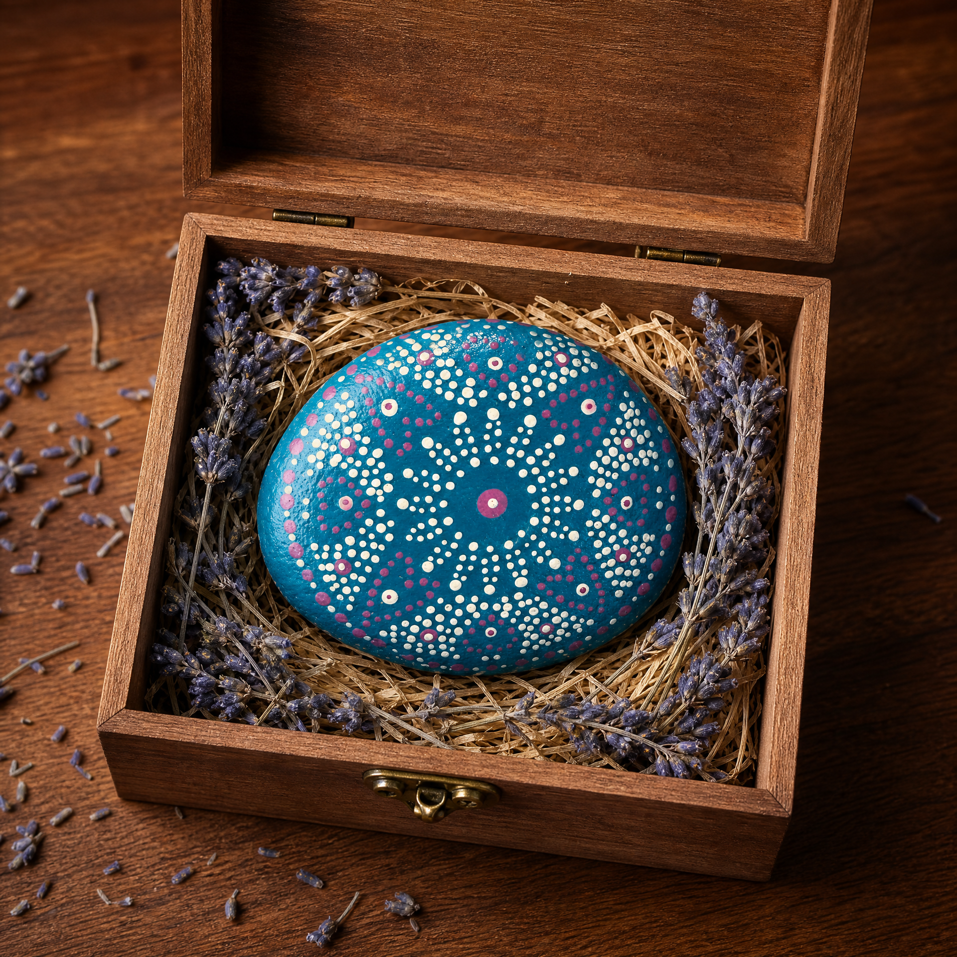 Tanzender Meeresstern – handbemalter Mandala-Stein, maritime Deko als Geschenkidee
