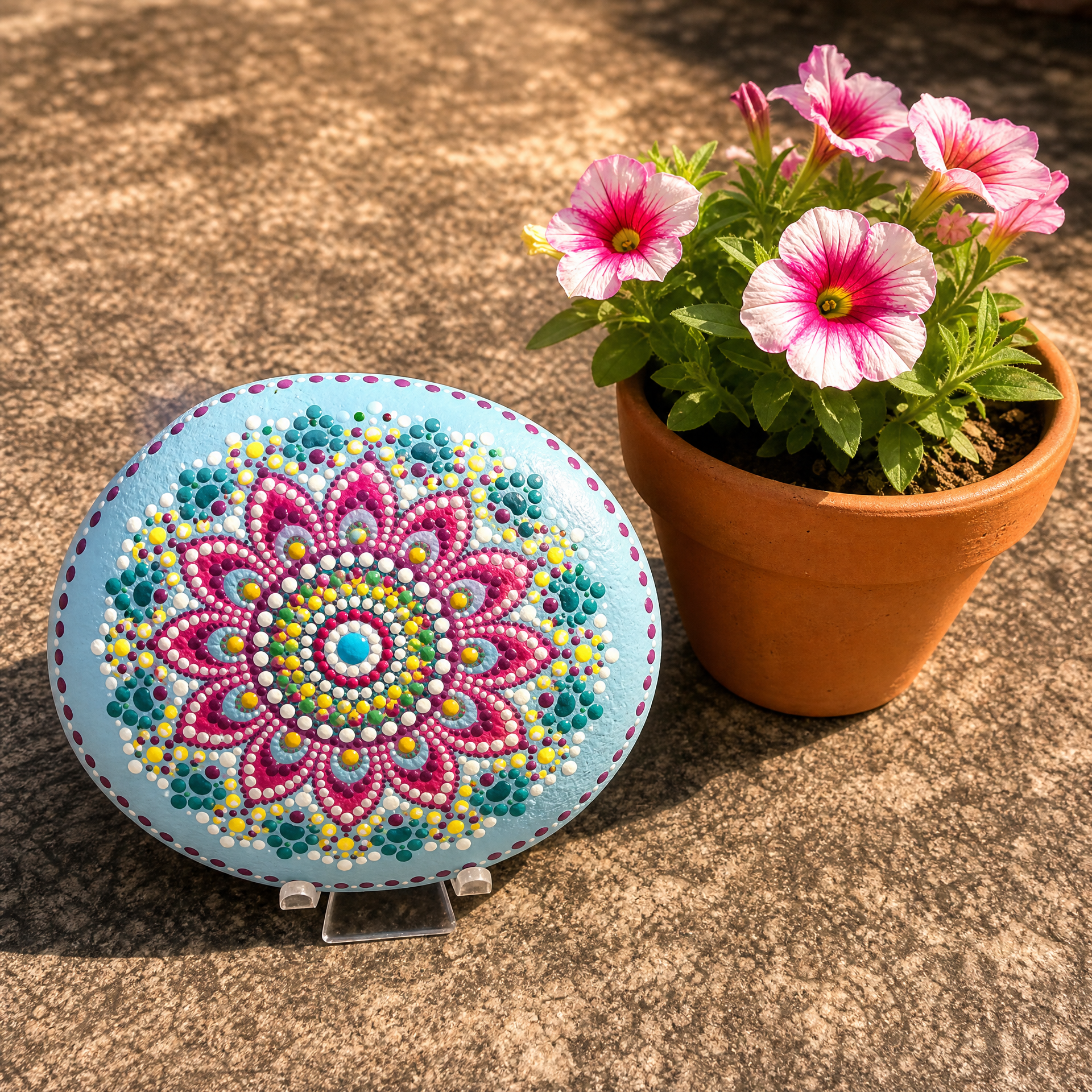 Herzensglut Minttanz – handbemalter Mandala-Stein, Herz-Deko als Geschenkidee